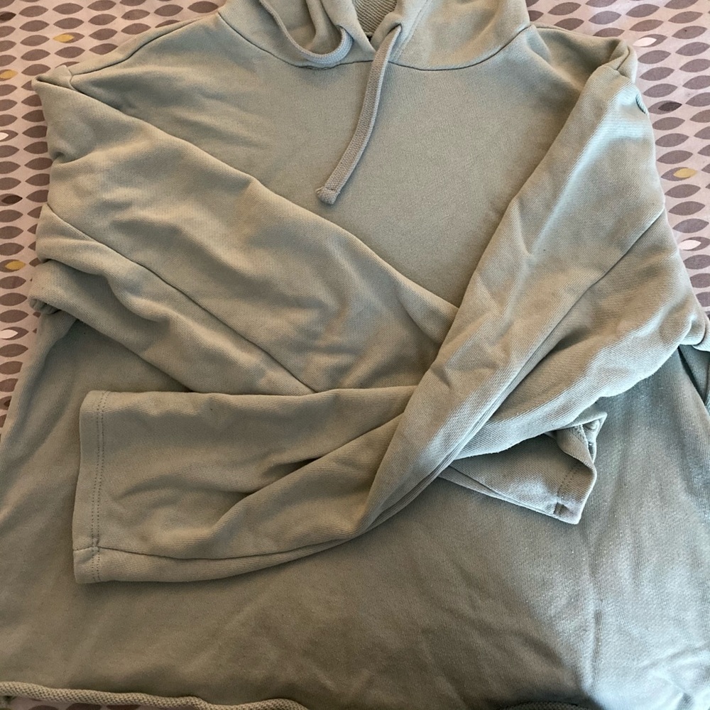 Philosophy cute cropped hoodie, pale green blue color, size xs